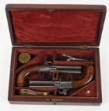 ENGLISH CASED PAIR OF 36 CAL, TURNBARREL PISTOLS