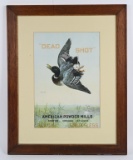 FRAMED AMERICAN POWDER MILLS DEAD SHOT LITHOGRAPH