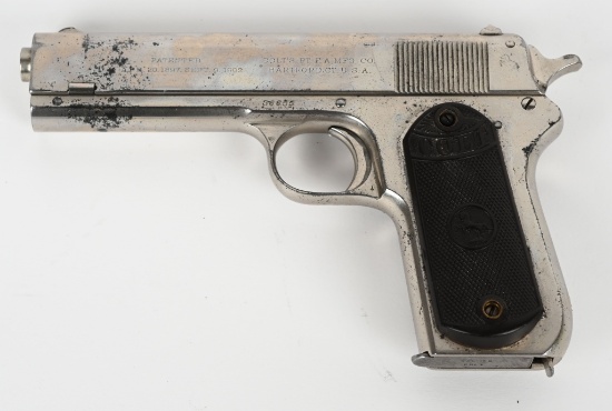 NICKEL COLT MODEL 1903 POCKET HAMMER SEMI AUTO