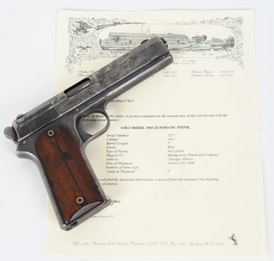 COLT MODEL 1905 .45 WITH FACTORY LETTER
