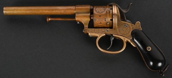 RARE ALL BRASS BELGIUM PINFIRE REVOLVER