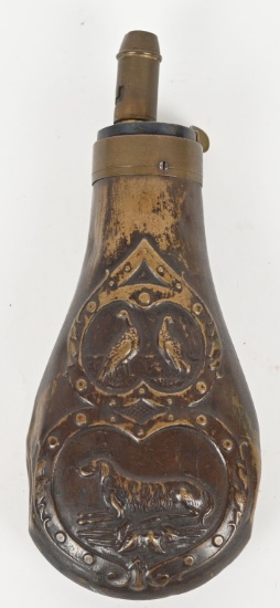 CIVIL WAR REMINGTON DOG MOTIF POWDER FLASK
