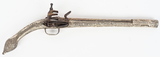 ALBANIAN SILVER MOUNTED MIQUELET PISTOL