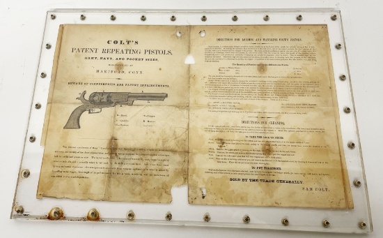 EARLY COLT REVOLVER BROADSIDE CIRCA 1850