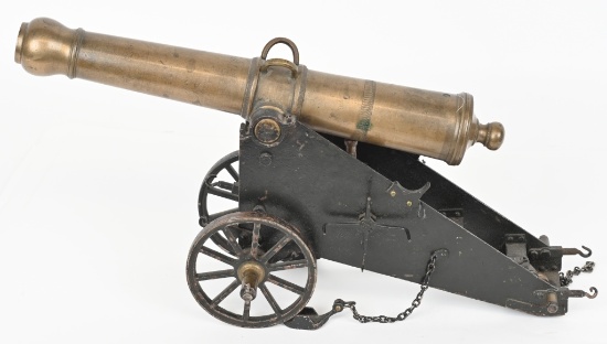 ANTIQUE BRASS BARREL GUNPOWDER CANNON