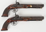 PAIR 19TH CENTURY I. RAFFTRY PERCUSSION PISTOLS