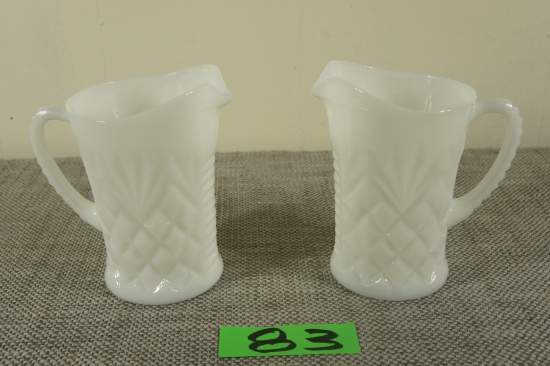 2 Milk Glass Pitchers -CO