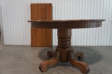 Wooden Pedestal  Dining Table with Leaf   -JC