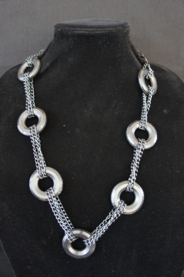 Black Statement Bead/Chain Necklace =DM