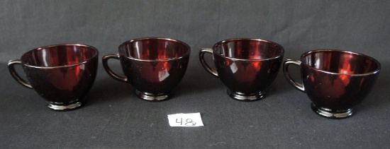 Vintage Ruby Glass Cup Set of 4-AC