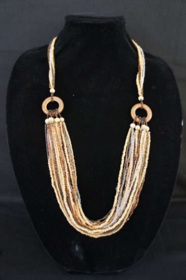 Wooden Beaded Multi-Strand Necklace =DM