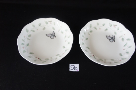 LENOX Butterfly Meadows Set of 2 Serving Bowls =DM