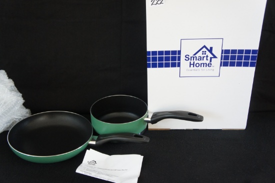 Smart Home 8.5" aluminum frypan & 1 qt sauce pan set green- DG
