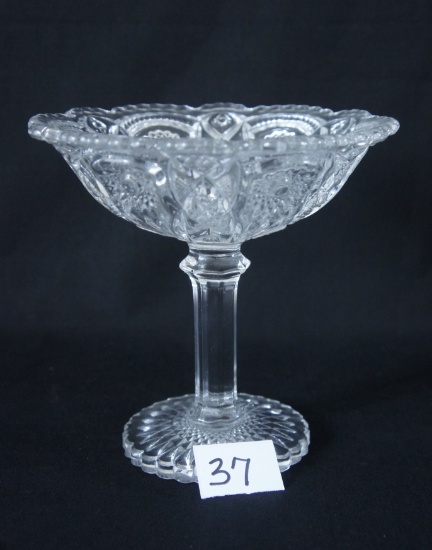 Imperial Cut Glass Scallloped Edge Pedistal Dish Compote -DM