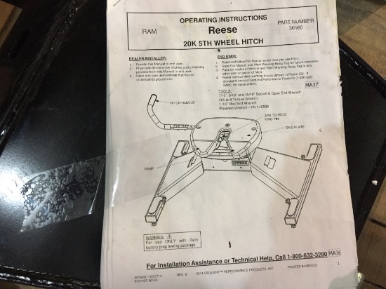 REESE 20K FIFTH WHEEL HITCH