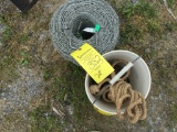 WIRE STRETCHER & ROLL OF UNUSED BARBED WIRE