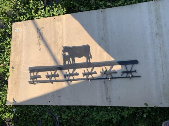 COW/CALF COAT HANGER METAL ART