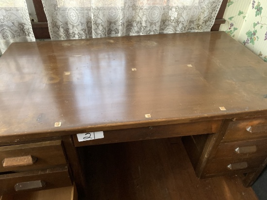6DRAWER 34"X60"30" OAK DESK