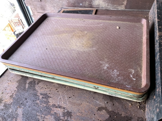 8) PLASTIC 26"X18" SERVING TRAYS