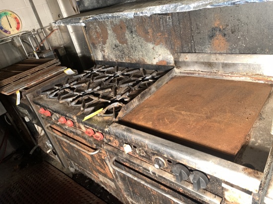 FRANKLIN CHEF LP DOUBLE OVEN W/6BURNERS&GRIDDLE