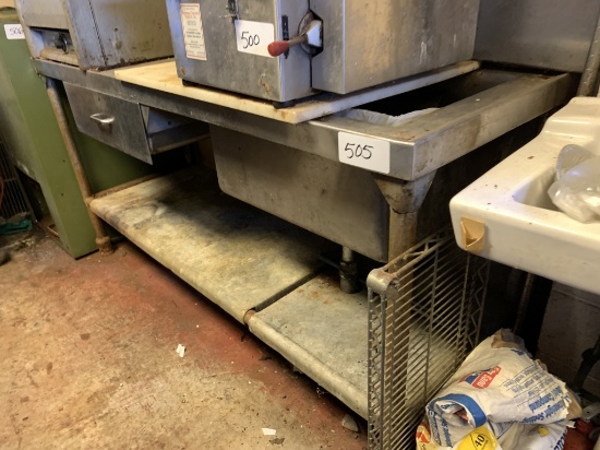 STAINLESS TABLE W/SINK DRAWER & BACKSPLASH