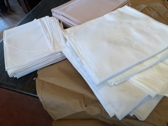 45" SQUARE WHITE & BLUSH LINEN TABLE CLOTHS