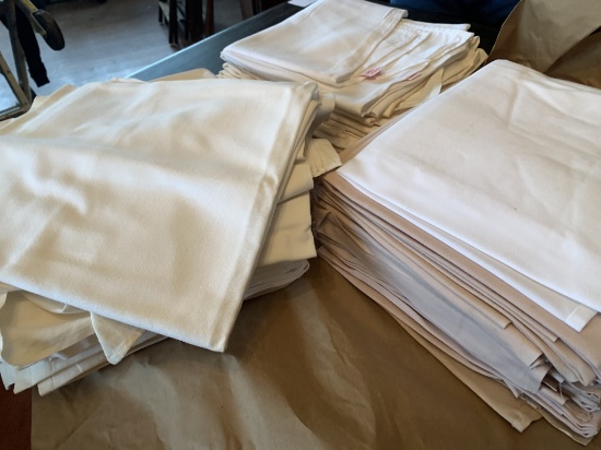 45" SQUARE WHITE & BLUSH LINEN TABLE CLOTHS