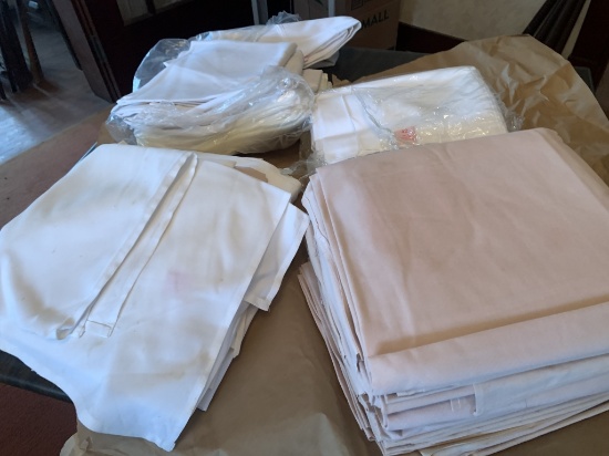 45" SQUARE WHITE & BLUSH LINEN TABLE CLOTHS