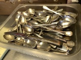 BUCKET MOSTLY KNIVES&MISC SILVER PLATED FLATWARE