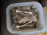 BUCKET OF SILVERWARE FORKS
