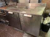 2DOOR COOLER W/PREP TOP & WOODEN CUTTING BOARD