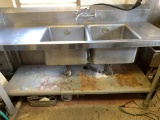 STAINLESS DOUBLE SINK W/BACKSPLASH