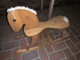 WOODEN ROCKING HORSE & STICK PONY
