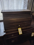 WOODEN BREAD BOX WITH ROLL UP FRONT