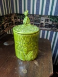 GREEN CERAMIC COOKIE JAR