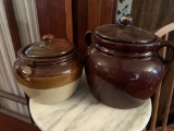 (2) CERAMIC BEANPOTS WITH LIDS--8