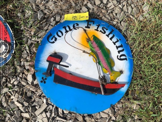 GONE FISHING METAL SIGN