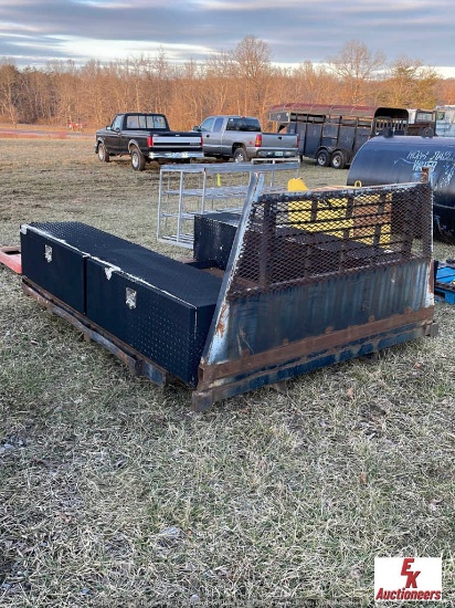 Steel flatbed 88in x 100  with side tool boxes