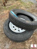 (2) HIGH RUN ST205/75D15 TIRES WITH 1 WHEEL