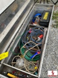 ALUMINUM TRUCK TOOLBOX WITH MISC TOOLS