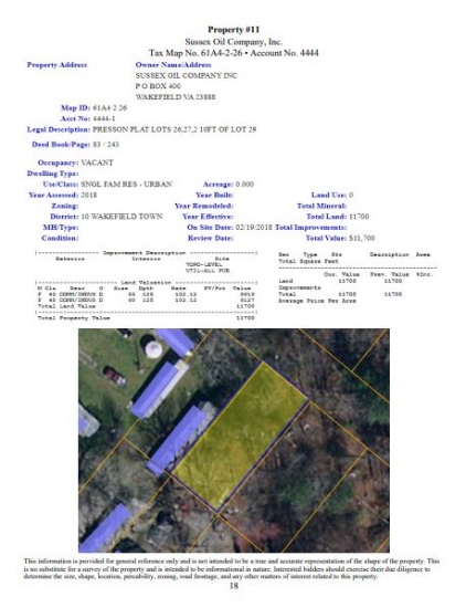 Property #11 Tax Map No. 61A4-2-26 Account No. 4444