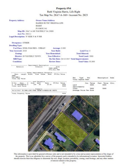 Property #N4 Tax Map No. 28A7-A-168 Account No. 2823