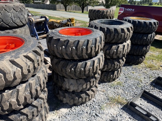 NEW 10-16.5 TIRES ON BOBCAT WHEELS