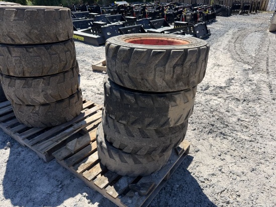 USED 10-16.5 TIRES ON BOBCAT WHEELS