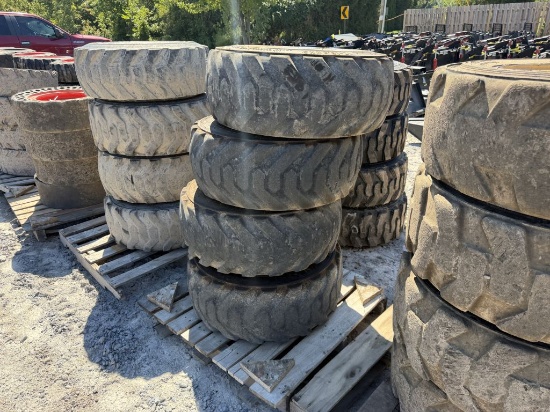 USED 12-16.5 TIRES ON BOBCAT WHEELS