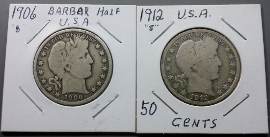 2x Barber Silver Half-Dollars