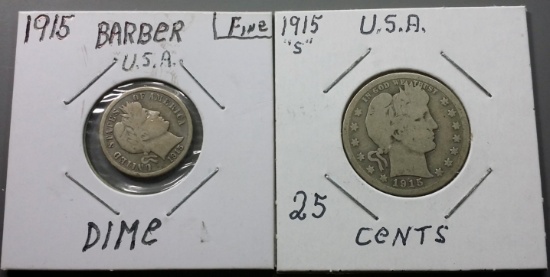 2x Barber Silver Coins