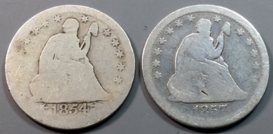 2x Seated Liberty Silver Quarters