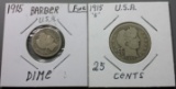 2x Barber Silver Coins