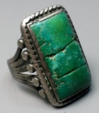 Pre-War STERLING Old-Pawn TURQUOISE Ring